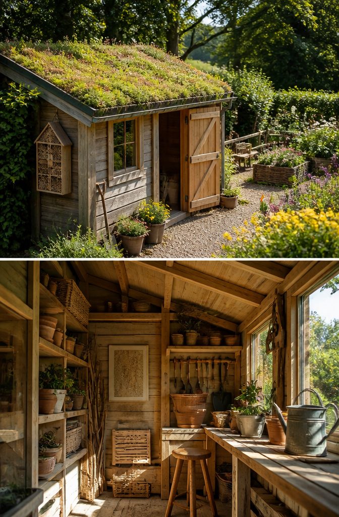 6 Garden Shed Ideas for a Better Backyard: Styles for 2026 5 A shed with a green roof planted with sedum and native grasses.