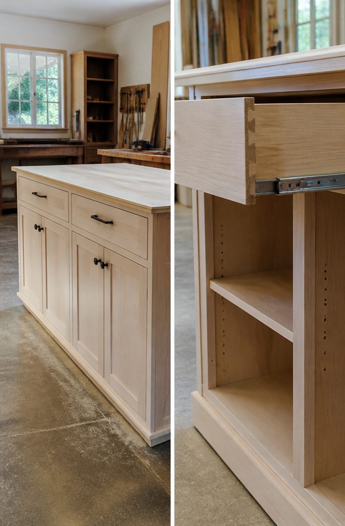 How to Build Cabinets: 9 Steps from Planning to Finish 10 Finished cabinet with painted surfaces and toe-kick trim in place