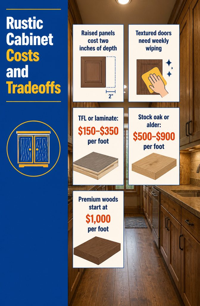 Rustic cabinet cost chart comparing material options and tradeoffs