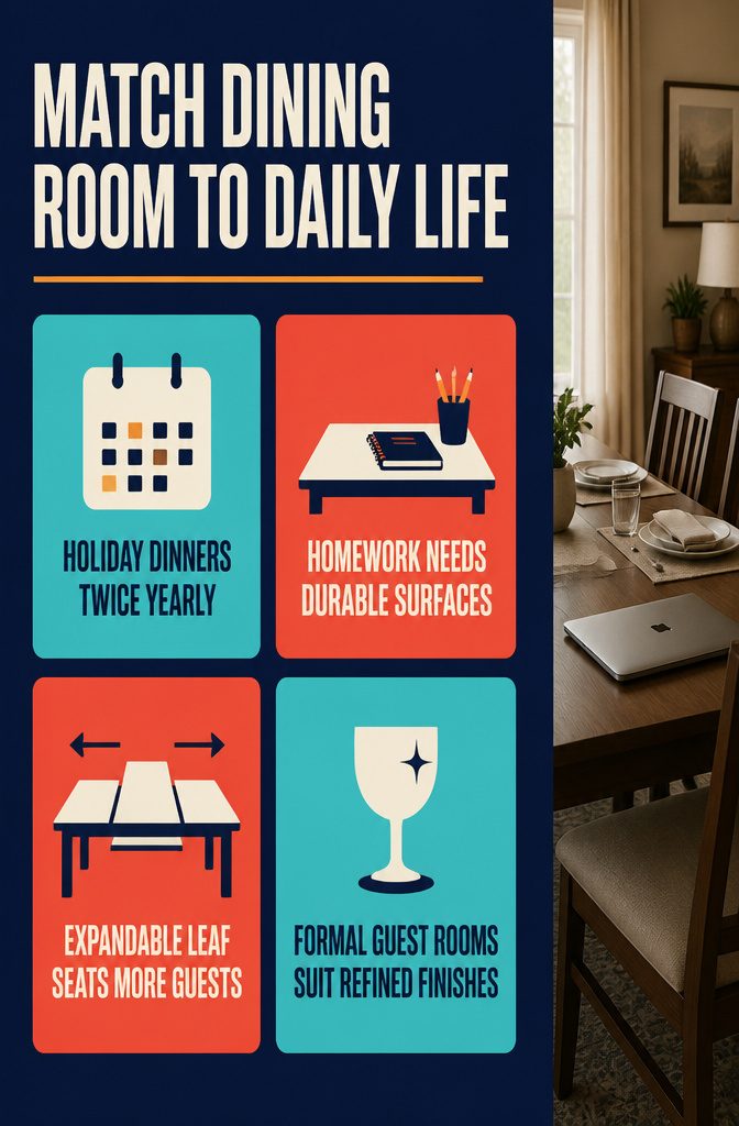 12 Ways to Decorate a Dining Room That Actually Work 15 Dining room table arranged for meals and household activities