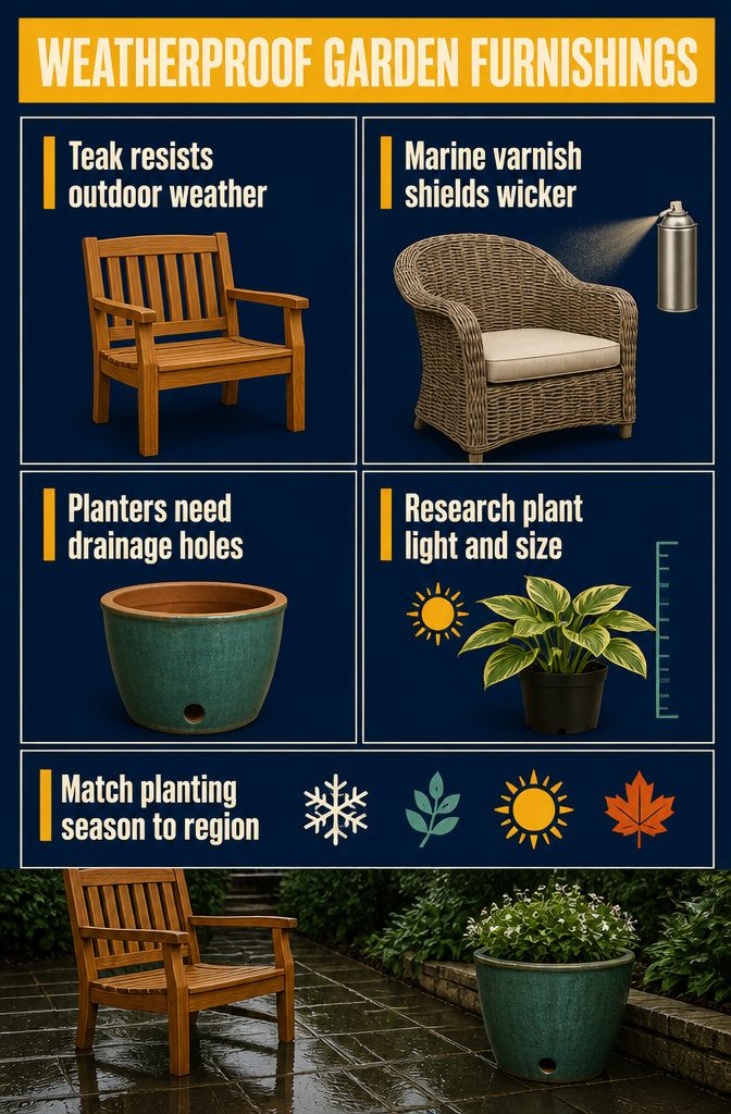 Garden furnishings in powder-coated aluminum teak and all-weather wicker