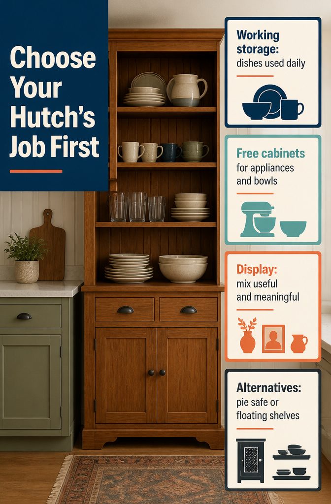 How to Decorate a Kitchen Hutch: 9 Ideas That Actually Work 3 Kitchen hutch arranged for storing dishes and serving pieces