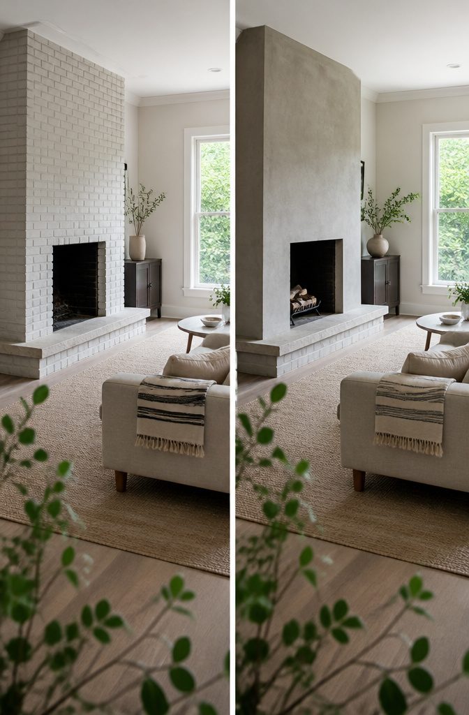 How to Decorate a Living Room with a Fireplace: 12 Ideas 15 Small living room with a pale gray fireplace and daylight on the walls