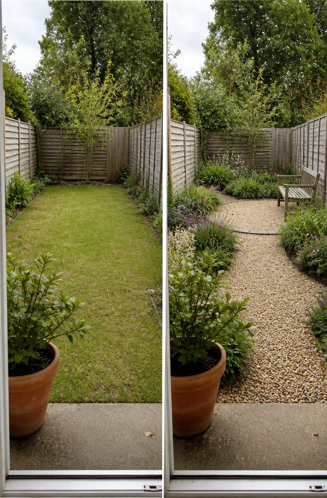 How to Design a Small Garden Space: 20 Ideas That Work 18 Small garden with planted beds and a compact patch of lawn