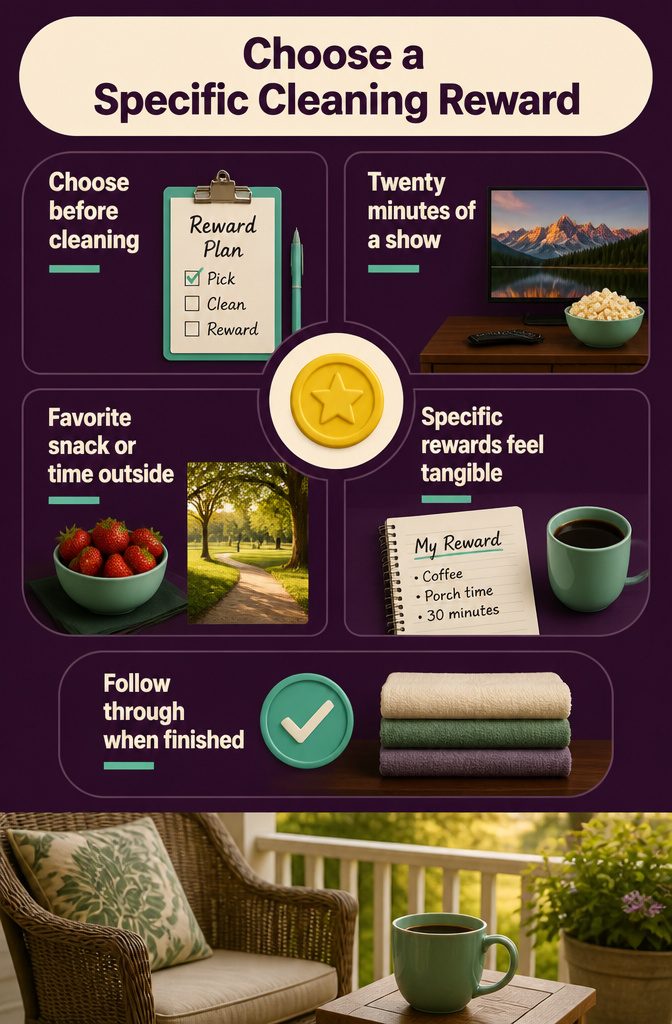How to Get Motivated to Clean Your Room (15 Methods) 11 Room-cleaning information graphic titled Choose a Specific Cleaning Reward