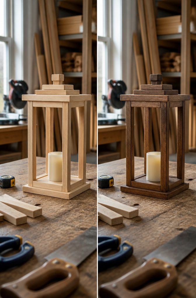 Wood lantern shown as an example for choosing its size and design
