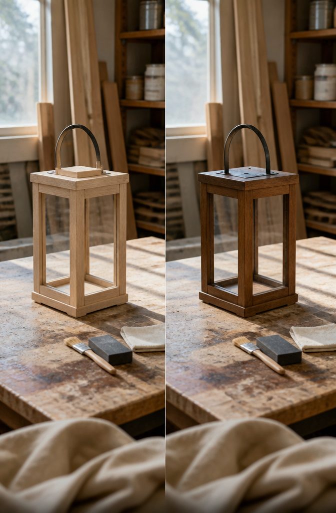 Wood lantern with a smooth finished surface ready for paint or stain