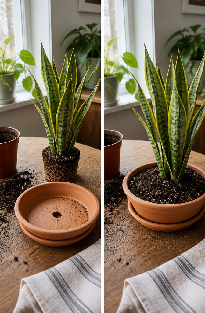 New plant pot with drainage holes visible on its bottom