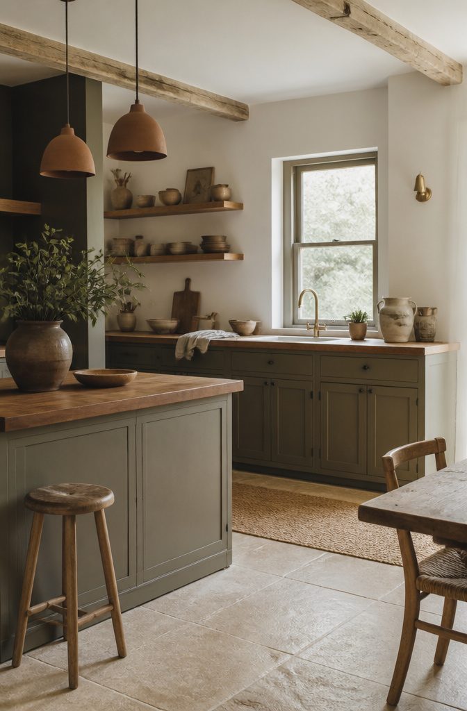 20 Kitchen Cupboard Ideas to Refresh Your Space in 2026 4 Kitchen with earthy brown-gray cabinets and wooden accents.