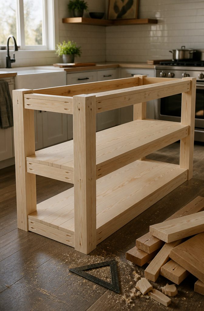 How to Build a Kitchen Island: 7 Steps from Plan to Finish 4 Kitchen island base structure under construction in a residential kitchen