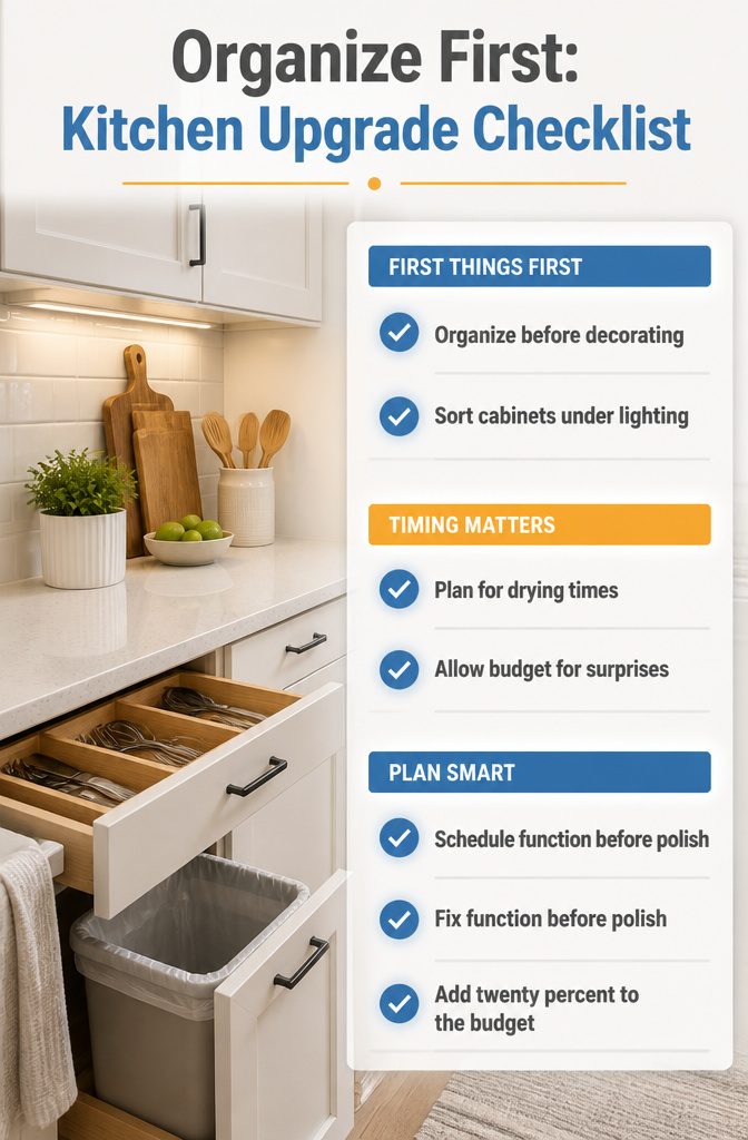 A checklist for organizing kitchen upgrades and improvements.