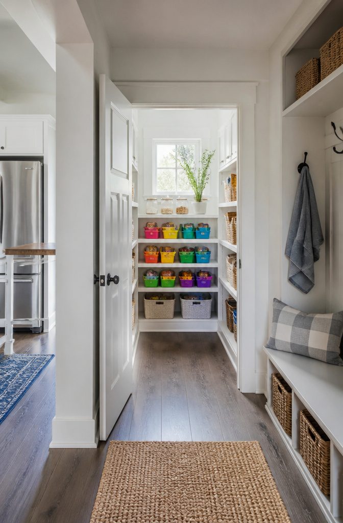 14 Pantry Shelving Ideas Storage That Actually Fit Real Spaces 14 Plastic containers organized in a pantry for kids.