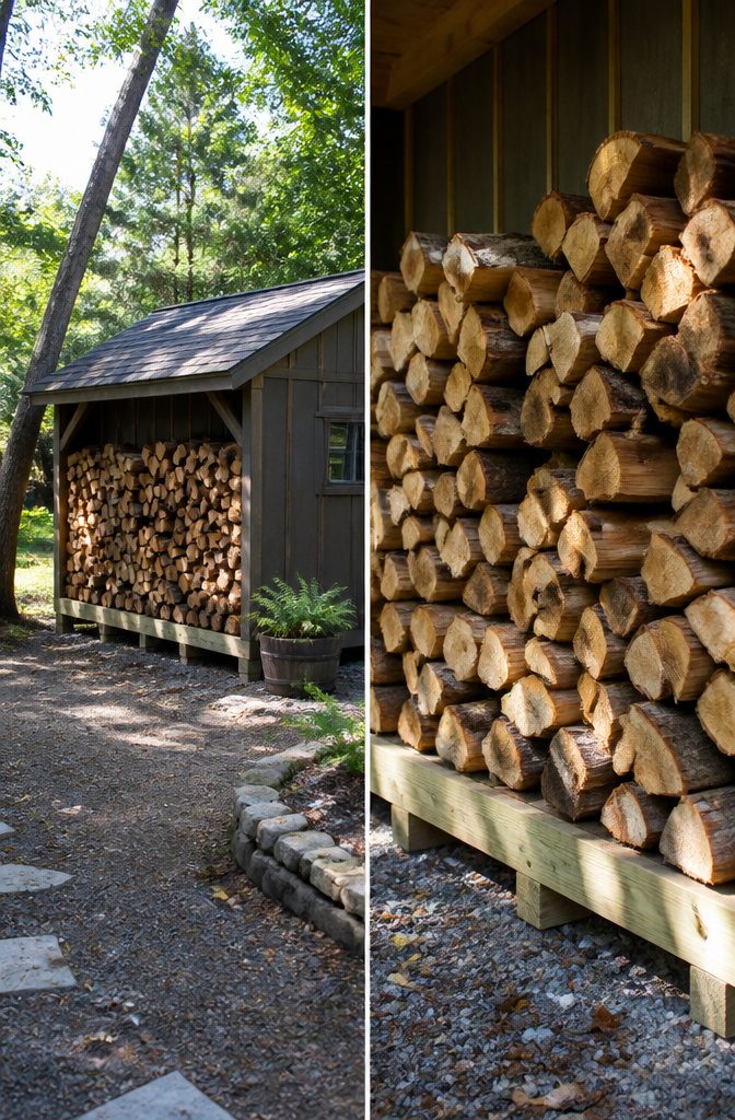 20 Simple Shed Ideas for Your Backyard in 2026 17 Shed with a bay for storing firewood on the side.