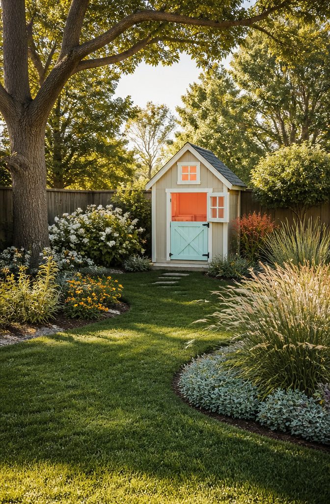20 Simple Shed Ideas for Your Backyard in 2026 21 Shed designed as a playhouse with a Dutch door and high window.