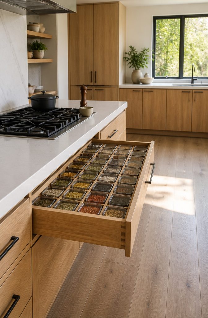 9 Spice Storage Ideas for a More Organized Kitchen in 2026 12 Spice storage near a stove for convenient access while cooking.
